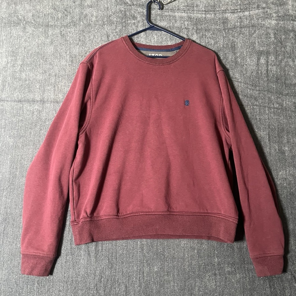 Izod Advantage Performance Sweatshirt Mens Large Burgundy Red Crewneck Stretch